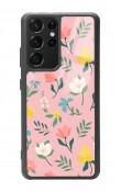 Samsung S-21 Ultra Pinky Flowers Tasarımlı Glossy Telefon Kılıfı