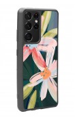 Samsung S-21 Ultra Suluboya Çiçek Tasarımlı Glossy Telefon Kılıfı