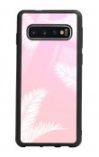 Samsung S10 Beyaz Palmiye Tasarımlı Glossy Telefon Kılıfı