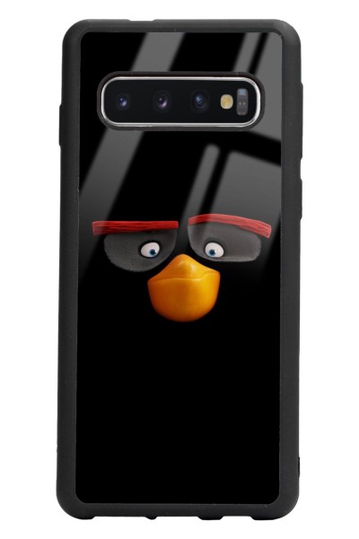 Samsung S10 Black Angry Birds Tasarımlı Glossy Telefon Kılıfı