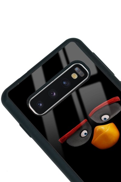 Samsung S10 Black Angry Birds Tasarımlı Glossy Telefon Kılıfı