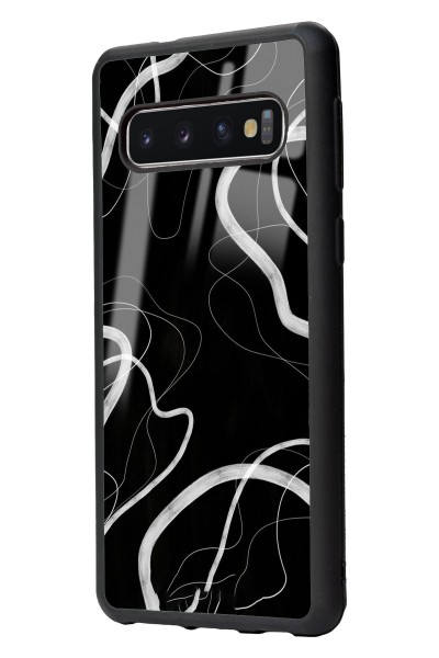 Samsung S10 Black Wave Tasarımlı Glossy Telefon Kılıfı