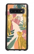 Samsung S10 Çiçekli Leopar Tasarımlı Glossy Telefon Kılıfı