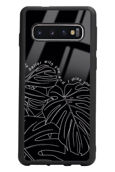 Samsung S10 Dark Leaf Tasarımlı Glossy Telefon Kılıfı