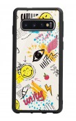Samsung S10 Doodle Emoji Tasarımlı Glossy Telefon Kılıfı