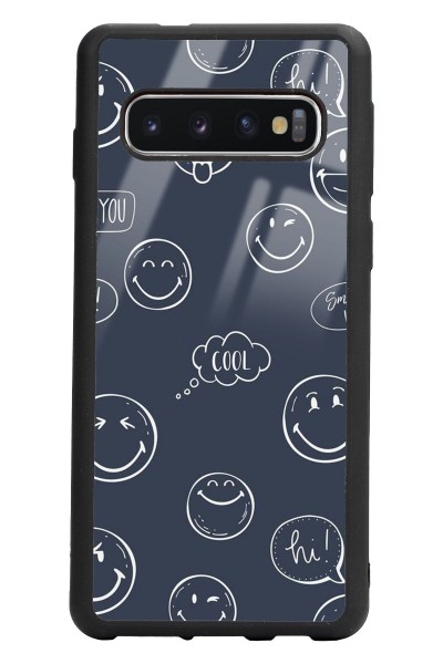 Samsung S10 Doodle Smile Tasarımlı Glossy Telefon Kılıfı