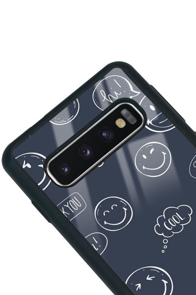 Samsung S10 Doodle Smile Tasarımlı Glossy Telefon Kılıfı