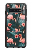 Samsung S10 Flamingo Leaf Tasarımlı Glossy Telefon Kılıfı