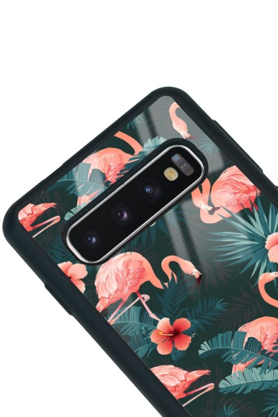 Samsung S10 Flamingo Leaf Tasarımlı Glossy Telefon Kılıfı
