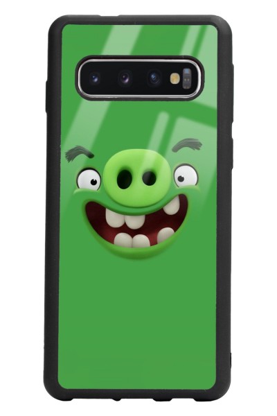 Samsung S10 Green Angry Birds Tasarımlı Glossy Telefon Kılıfı