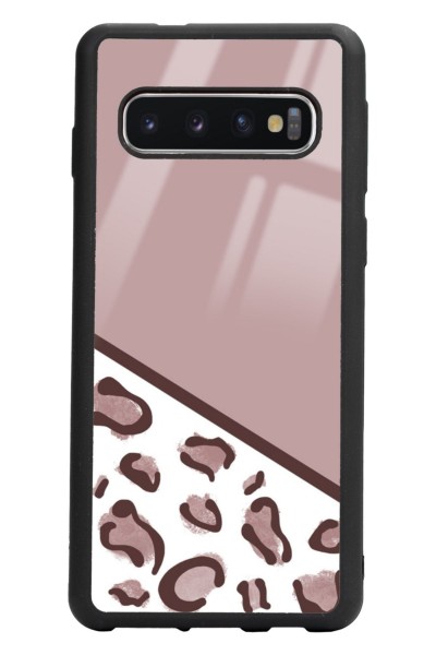 Samsung S10 Kahve Leopar Tasarımlı Glossy Telefon Kılıfı