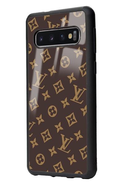 Samsung S10 Kahverengi Lv Tasarımlı Glossy Telefon Kılıfı