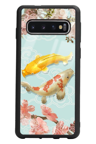 Samsung S10 Koi Balığı Tasarımlı Glossy Telefon Kılıfı