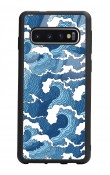 Samsung S10 Mavi Dalga Tasarımlı Glossy Telefon Kılıfı