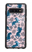 Samsung S10 Mavi Kaplan Tasarımlı Glossy Telefon Kılıfı