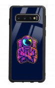 Samsung S10 Neon Astronot Tasarımlı Glossy Telefon Kılıfı