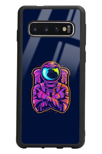 Samsung S10 Neon Astronot Tasarımlı Glossy Telefon Kılıfı
