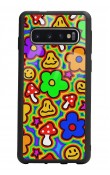 Samsung S10 Neon Flowers Tasarımlı Glossy Telefon Kılıfı