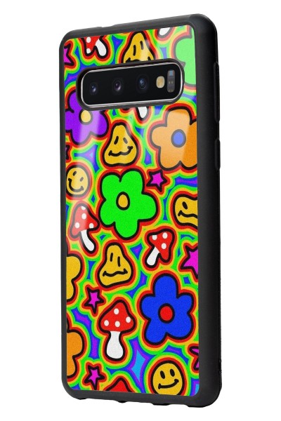 Samsung S10 Neon Flowers Tasarımlı Glossy Telefon Kılıfı