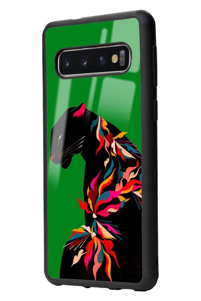 Samsung S10 Renkli Leopar Tasarımlı Glossy Telefon Kılıfı