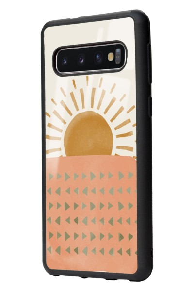 Samsung S10 Suluboya Güneş Tasarımlı Glossy Telefon Kılıfı