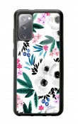 Samsung S20 Beyaz Çiçek Tasarımlı Glossy Telefon Kılıfı