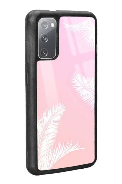 Samsung S20 Beyaz Palmiye Tasarımlı Glossy Telefon Kılıfı