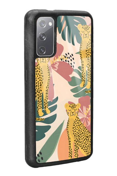 Samsung S20 Çiçekli Leopar Tasarımlı Glossy Telefon Kılıfı