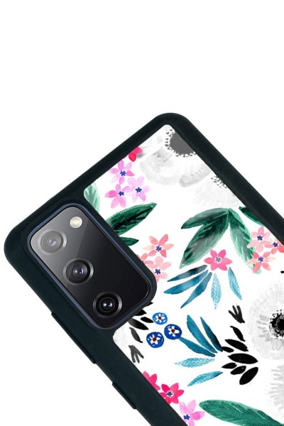 Samsung S20 Fe Beyaz Çiçek Tasarımlı Glossy Telefon Kılıfı
