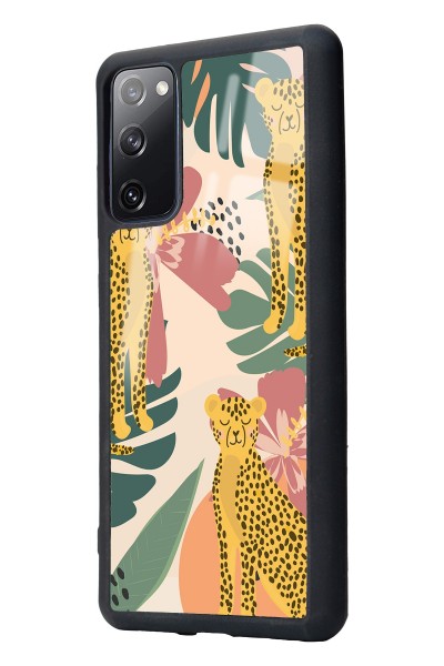 Samsung S20 Fe Çiçekli Leopar Tasarımlı Glossy Telefon Kılıfı