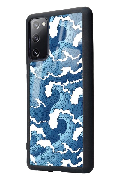 Samsung S20 Fe Mavi Dalga Tasarımlı Glossy Telefon Kılıfı