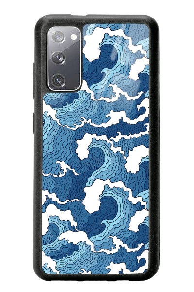 Samsung S20 Mavi Dalga Tasarımlı Glossy Telefon Kılıfı