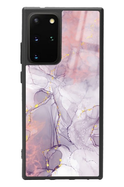 Samsung S20 Plus Fuşya Mermer Tasarımlı Glossy Telefon Kılıfı