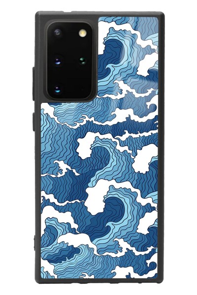 Samsung S20 Plus Mavi Dalga Tasarımlı Glossy Telefon Kılıfı