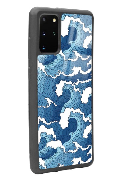 Samsung S20 Plus Mavi Dalga Tasarımlı Glossy Telefon Kılıfı