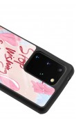 Samsung S20 Plus Pembe Motto Tasarımlı Glossy Telefon Kılıfı