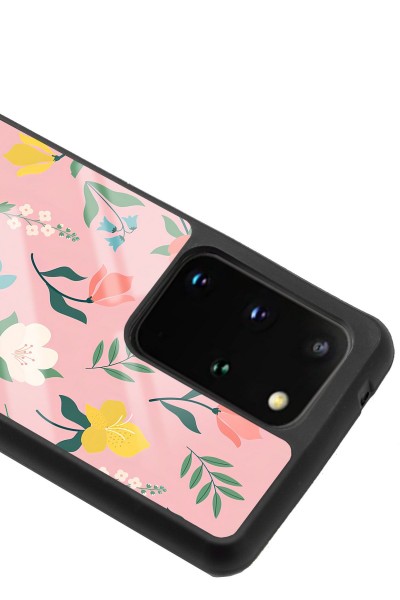 Samsung S20 Plus Pinky Flowers Tasarımlı Glossy Telefon Kılıfı