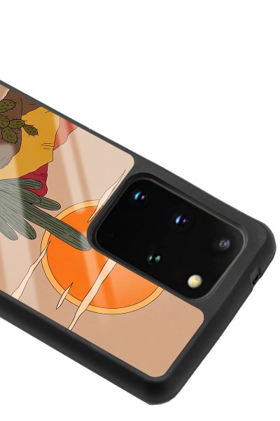Samsung S20 Plus Retro Kaktüs Güneş Tasarımlı Glossy Telefon Kılıfı