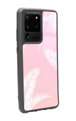 Samsung S20 Ultra Beyaz Palmiye Tasarımlı Glossy Telefon Kılıfı