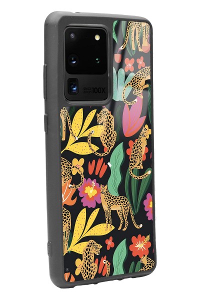 Samsung S20 Ultra Çiçekli Kediler Tasarımlı Glossy Telefon Kılıfı