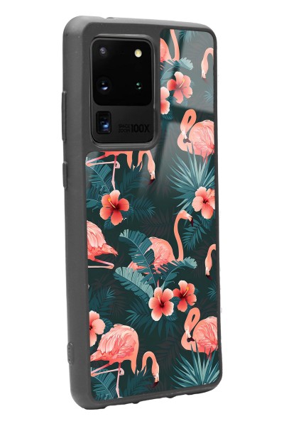 Samsung S20 Ultra Flamingo Leaf Tasarımlı Glossy Telefon Kılıfı