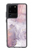 Samsung S20 Ultra Fuşya Mermer Tasarımlı Glossy Telefon Kılıfı