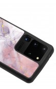 Samsung S20 Ultra Fuşya Mermer Tasarımlı Glossy Telefon Kılıfı