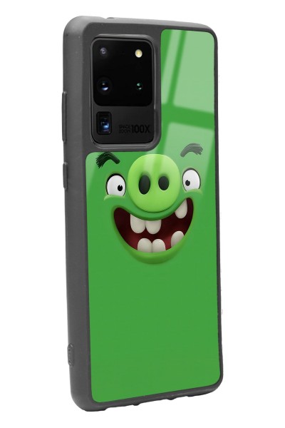 Samsung S20 Ultra Green Angry Birds Tasarımlı Glossy Telefon Kılıfı