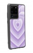 Samsung S20 Ultra Lila Kalp Tasarımlı Glossy Telefon Kılıfı
