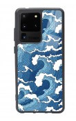 Samsung S20 Ultra Mavi Dalga Tasarımlı Glossy Telefon Kılıfı