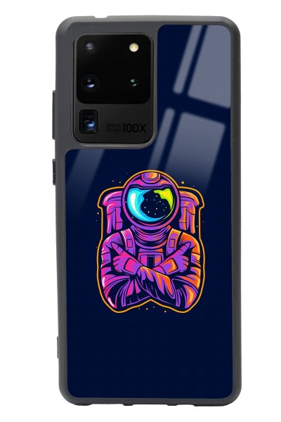 Samsung S20 Ultra Neon Astronot Tasarımlı Glossy Telefon Kılıfı