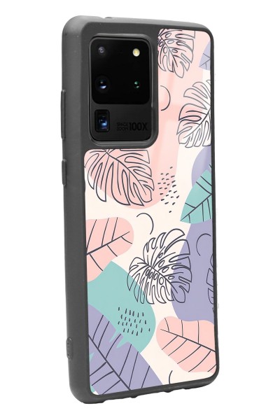 Samsung S20 Ultra Nude Yapraklar Tasarımlı Glossy Telefon Kılıfı