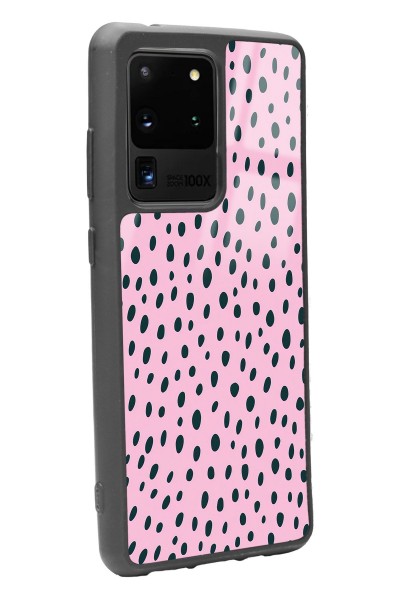 Samsung S20 Ultra Pembe Benek Tasarımlı Glossy Telefon Kılıfı