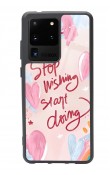 Samsung S20 Ultra Pembe Motto Tasarımlı Glossy Telefon Kılıfı